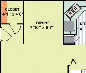 One Bedroom One Bath (875 Square Feet)